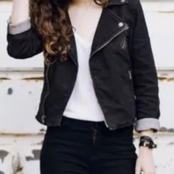 American Eagle Outfitters Jackets & Blazers - American Eagle Black Denim Moto Jacket